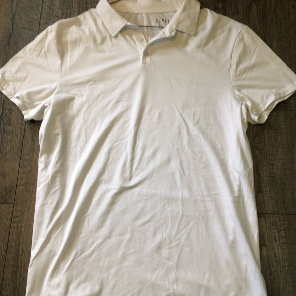 Barbell Apparel polo, white, men’s large.